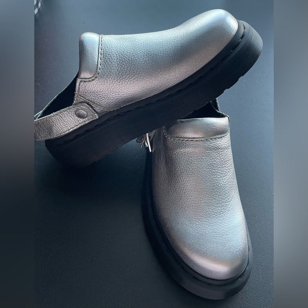 Dr. Martens Metallic Silver Platform Shoes - Picture 1 of 4